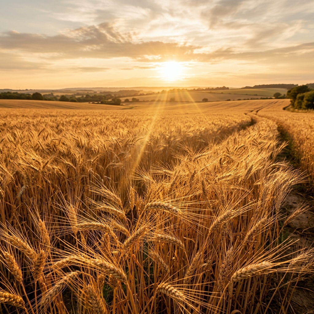 Golden wheat field at harvest time